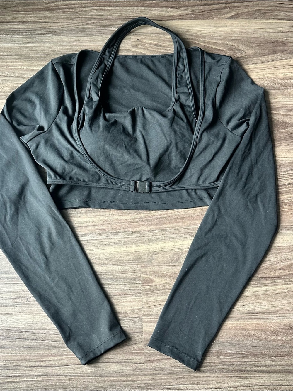 SoftlyZero™ Plush Halter Thumb Hole Long Sleeve Cropped 2-in-1 Yoga Sports Top